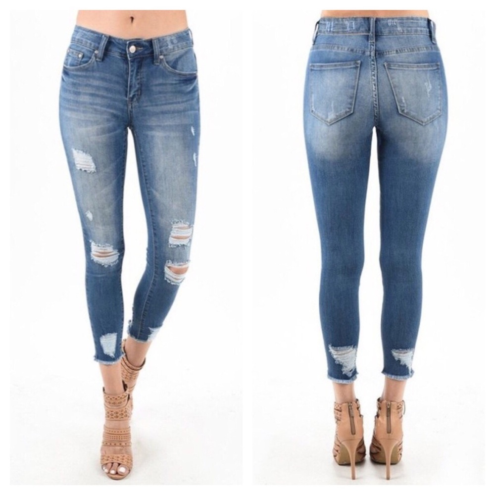 Distressed Ankle Skinny Jeans